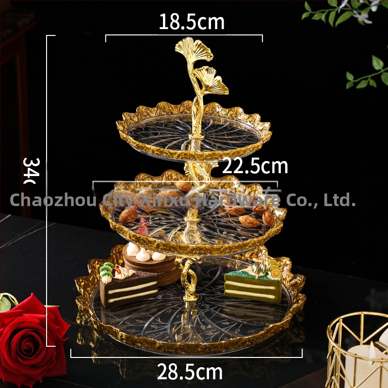 Πλαστικό πιάτο φρούτων και επιδορπίου με επίχρυσο φινίρισμα, στιλ ήπιας πολυτελείας, ποιοτικό προϊόν, μη εισαγόμενο