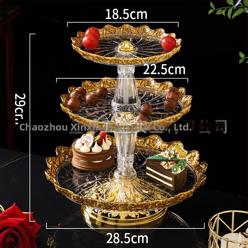 Πλαστικό πιάτο φρούτων και επιδορπίου με επίχρυσο φινίρισμα, στιλ ήπιας πολυτελείας, ποιοτικό προϊόν, μη εισαγόμενο