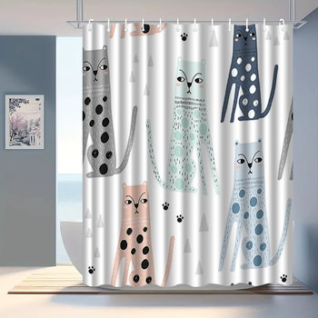 Κουρτίνα ντους από πολυεστέρα, 3D ψηφιακή εκτύπωση με ανθώδες σχέδιο, μοντέρνος μινιμαλισμός, δυνατότητα εκτύπωσης λογότυπου