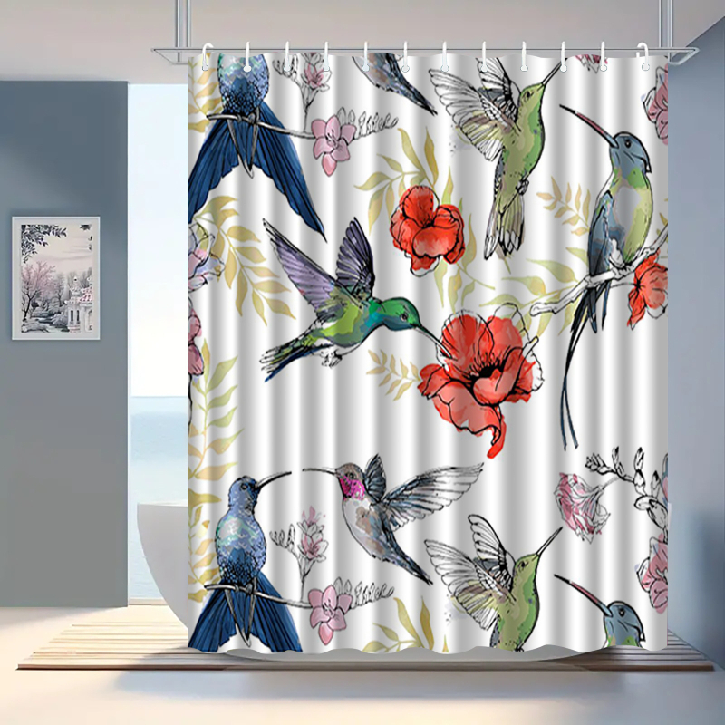 Κουρτίνα ντους από πολυεστέρα, 3D ψηφιακή εκτύπωση με ανθώδες σχέδιο, μοντέρνος μινιμαλισμός, δυνατότητα εκτύπωσης λογότυπου