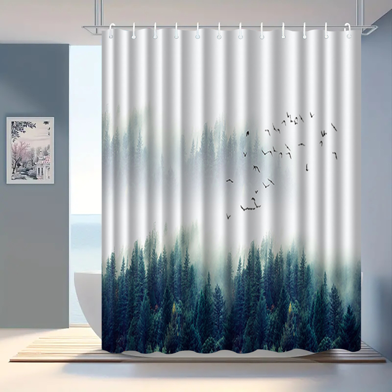 Κουρτίνα ντους από πολυεστέρα, 3D ψηφιακή εκτύπωση με ανθώδες σχέδιο, μοντέρνος μινιμαλισμός, δυνατότητα εκτύπωσης λογότυπου