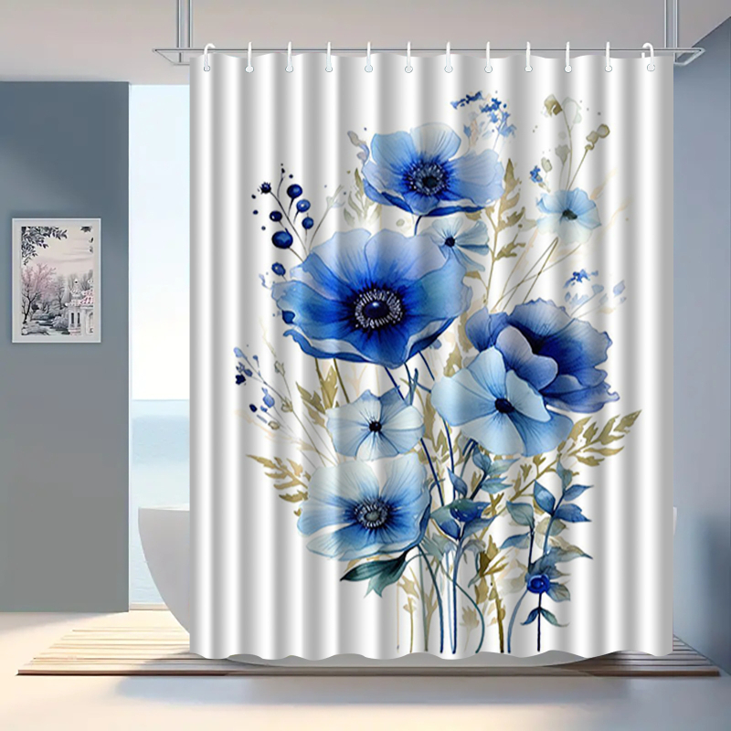 Κουρτίνα ντους από πολυεστέρα, 3D ψηφιακή εκτύπωση με ανθώδες σχέδιο, μοντέρνος μινιμαλισμός, δυνατότητα εκτύπωσης λογότυπου