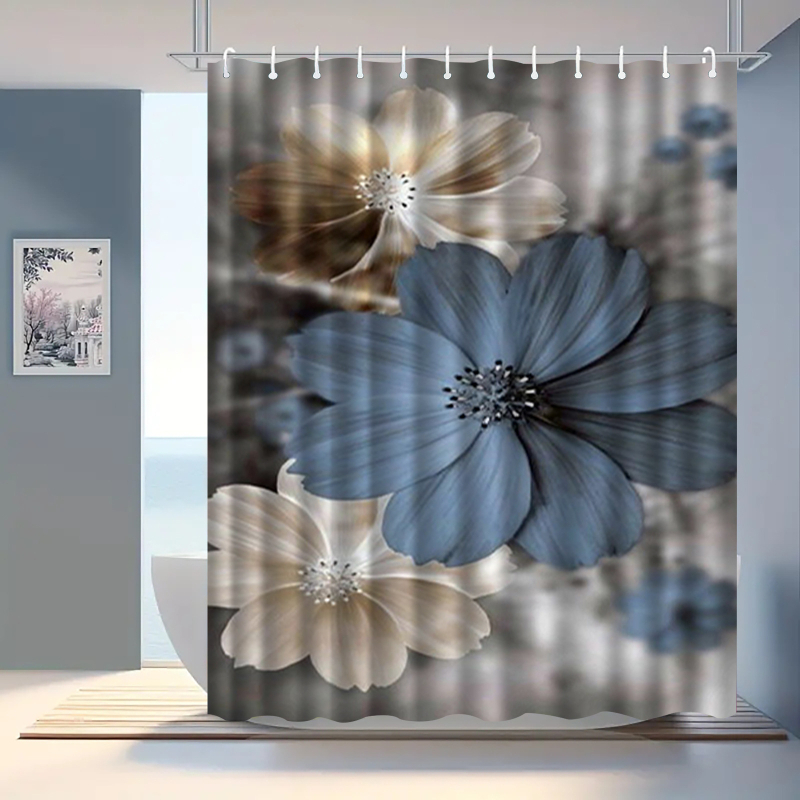 Κουρτίνα ντους από πολυεστέρα, 3D ψηφιακή εκτύπωση με ανθώδες σχέδιο, μοντέρνος μινιμαλισμός, δυνατότητα εκτύπωσης λογότυπου