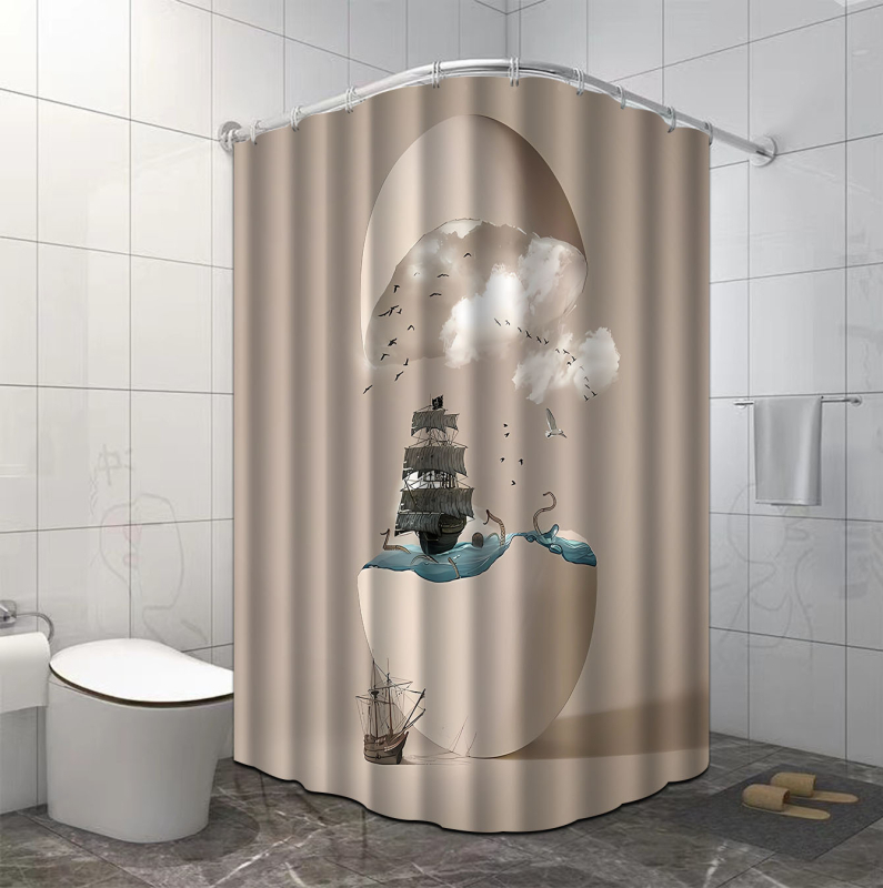 Κουρτίνα ντους, πολυεστέρας, μοντέρνος και μινιμαλιστικός σχεδιασμός, ποικιλία σχεδίων, δυνατότητα εκτύπωσης λογότυπου