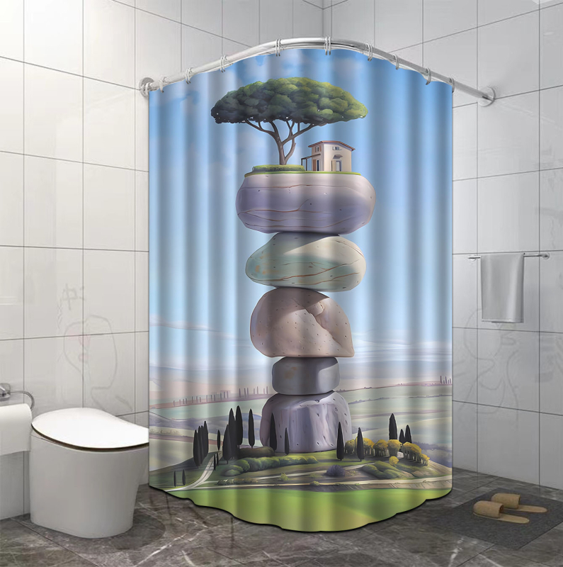 Κουρτίνα ντους, πολυεστέρας, μοντέρνος και μινιμαλιστικός σχεδιασμός, ποικιλία σχεδίων, δυνατότητα εκτύπωσης λογότυπου