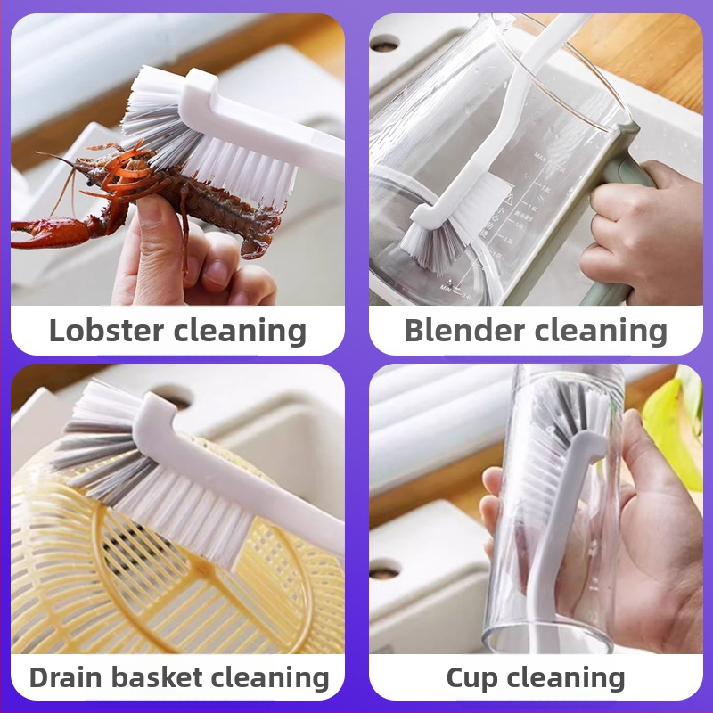 Lijie Sada čistiacich štetcov - Dlhá rukoväť kuchynské štetce na poháre, škáry a platničku (plast, uvedené na trh v zime 2017)