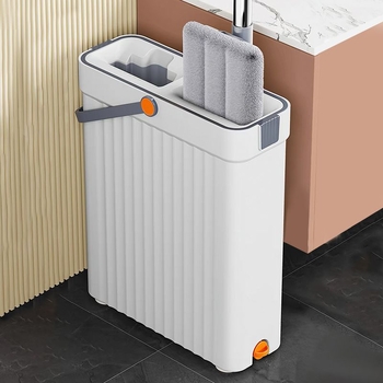 Πλατιά σφουγγαρίστρα για στεγνό και βρεγμένο καθάρισμα, μικροϊνές, ράβδος από ανοξείδωτο ατσάλι, τετραπλής πλευράς στύψιμο