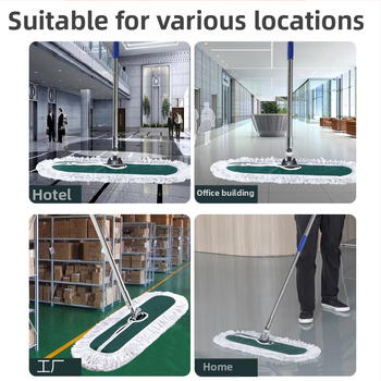 Push-type dust mop με κεφαλή από βαμβάκι, ράβδο από ανοξείδωτο ατσάλι, μήκος 145 cm, βάρος 500–800 g