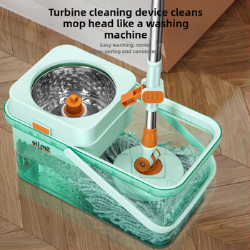 Qianhua περιστρεφόμενη σφουγγαρίστρα με κουβά – περιστρεφόμενη σφουγγαρίστρα, υγρή και ξηρή χρήση, βαμβακερό νήμα, ανοξείδωτος σωλήνας, μονοδρομικό σύστημα κίνησης, σετ κουβά σφουγγαρίστρας