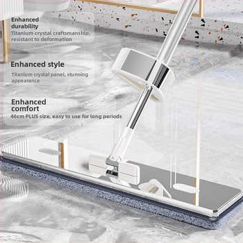 Lapos felmosó mikroszálas fejjel, rozsdamentes acél nyéllel, 90–100% kinyomás, súly alatt 3 kg, kézi mosás nélküli kialakítás