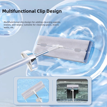 Flat Mop με κεφαλή από Microfiber, ατσάλινο κοντάρι, αποστράγγιση 90–100%, ελαφρύ (κάτω από 3 kg), χωρίς χειρονακτικό πλύσιμο