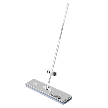 Flat Mop με κεφαλή από Microfiber, ατσάλινο κοντάρι, αποστράγγιση 90–100%, ελαφρύ (κάτω από 3 kg), χωρίς χειρονακτικό πλύσιμο