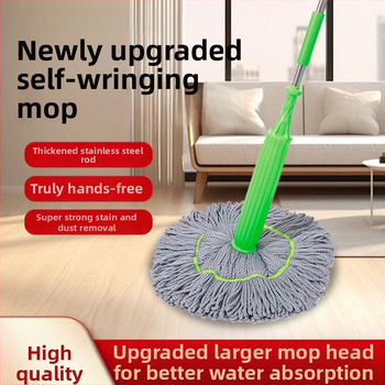 Forgó mop automata (Pamut fonalú mop, Mikroszálas kendő, Rozsdamentes acél fogantyú, 70–80% dehidratáció, Teherbírás >10 kg)