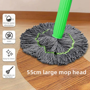 Περιστρεφόμενος Mop με Αυτο-Στύψιμο (Μοπ από Βαμβακερό Νήμα, Microfiber Πανί, Λαβή από Ανοξείδωτο Ατσάλι, Ξήρανση 70–80%, Φορτίο >10 kg)