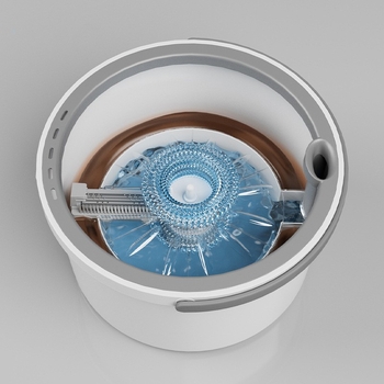 Περιστροφικός σφουγγαρίστρα με κάδο – κεφαλή από μικροϊνες, τηλεσκοπική ράβδος 108-128 cm, ράβδος από ανοξείδωτο χάλυβα, αντοχή > 10 kg