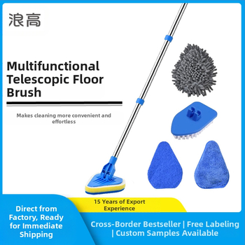 Wave Height Αναδιπλούμενη βούρτσα καθαρισμού με μακριά λαβή — τριγωνική βούρτσα για πλακάκια και μπάνιο, με σφουγγάρι, πολυλειτουργική