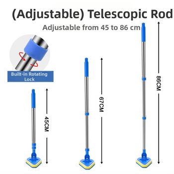 Wave Height Αναδιπλούμενη βούρτσα καθαρισμού με μακριά λαβή — τριγωνική βούρτσα για πλακάκια και μπάνιο, με σφουγγάρι, πολυλειτουργική