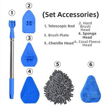 Wave Height Αναδιπλούμενη βούρτσα καθαρισμού με μακριά λαβή — τριγωνική βούρτσα για πλακάκια και μπάνιο, με σφουγγάρι, πολυλειτουργική