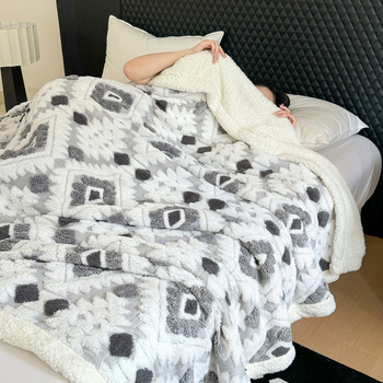 Κουβέρτα με γεωμετρικό σχέδιο, 380 γρ, για άνοιξη και φθινόπωρο, στυλ Νέος Κινέζικος Στυλ