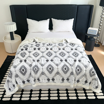Κουβέρτα με γεωμετρικό σχέδιο, 380 γρ, για άνοιξη και φθινόπωρο, στυλ Νέος Κινέζικος Στυλ