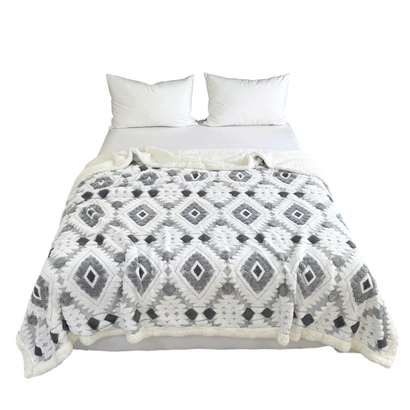 Κουβέρτα με γεωμετρικό σχέδιο, 380 γρ, για άνοιξη και φθινόπωρο, στυλ Νέος Κινέζικος Στυλ