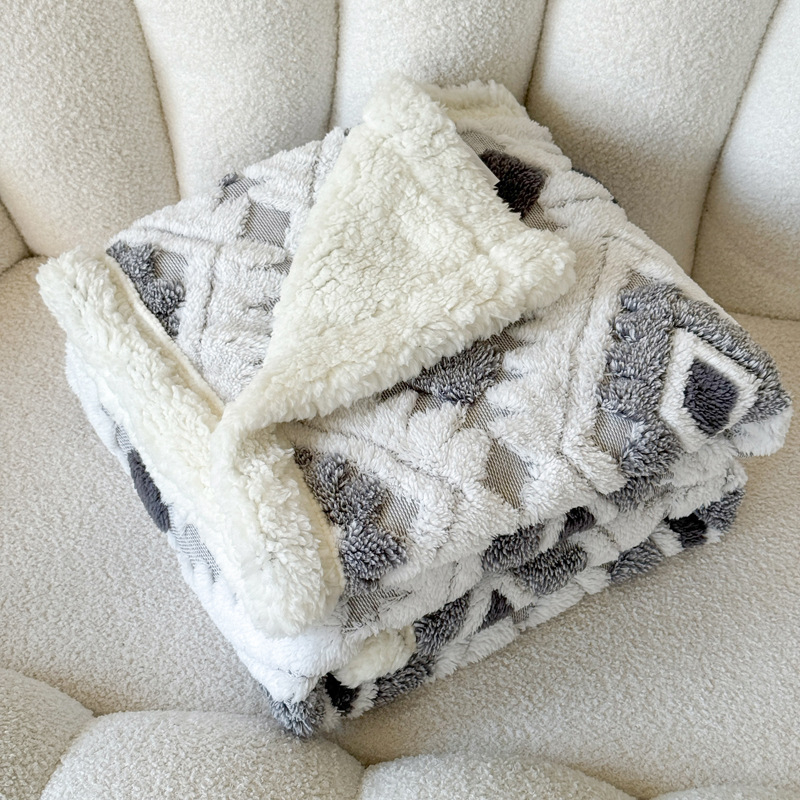 Κουβέρτα με γεωμετρικό σχέδιο, 380 γρ, για άνοιξη και φθινόπωρο, στυλ Νέος Κινέζικος Στυλ