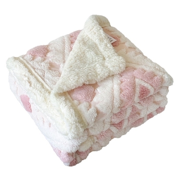 Διπλού στρώματος φλανελ κουβέρτα με μοτίβο καρδιάς, κατάλληλη για όλες τις εποχές, πολυεστερικές ίνες