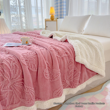 Διπλό στρώμα κουβέρτας με πεταλούδες και λουλούδια, τζακάρντ κοραλλοφλίς, για όλες τις εποχές, μοντέρνο μινιμαλιστικό στυλ