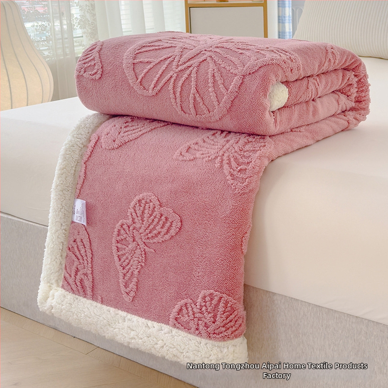 Divpusēja sega ar tauriņa ziedu motīvu, džakarda korālfleiks, vissezonu, mūsdienīgs minimālisma stils