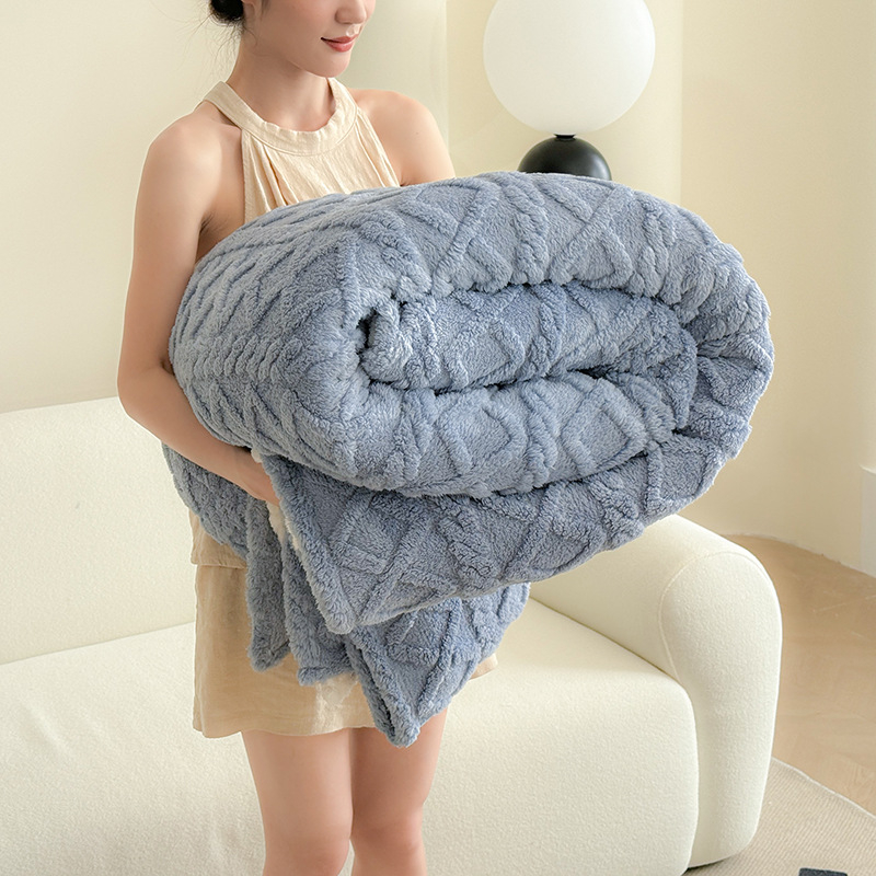 Γεωμετρική κουβέρτα βελούδινη κοραλλί, 100% πολυεστέρας, κάτω από 300 g, άνοιξη και φθινόπωρο