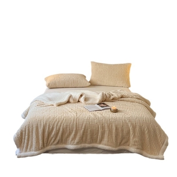 Κουβέρτα από ταφέτα με διπλό πάχος, ανάγλυφο γεωμετρικό μοτίβο με ρίγες, πολυεστέρας, κατάλληλη για όλες τις εποχές, απλός και μοντέρνος στυλ.