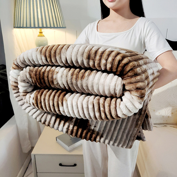 Ριγέ βελουδινή κουβέρτα 200 g, πολυεστέρας, θερινή χρήση, συρρίκνωση 2–3%