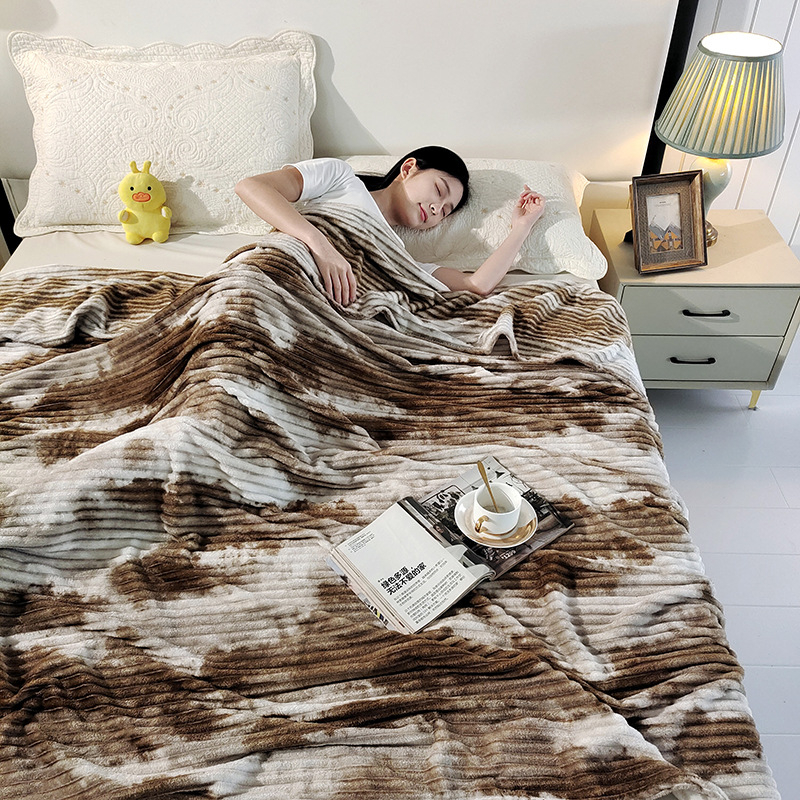 Ριγέ βελουδινή κουβέρτα 200 g, πολυεστέρας, θερινή χρήση, συρρίκνωση 2–3%