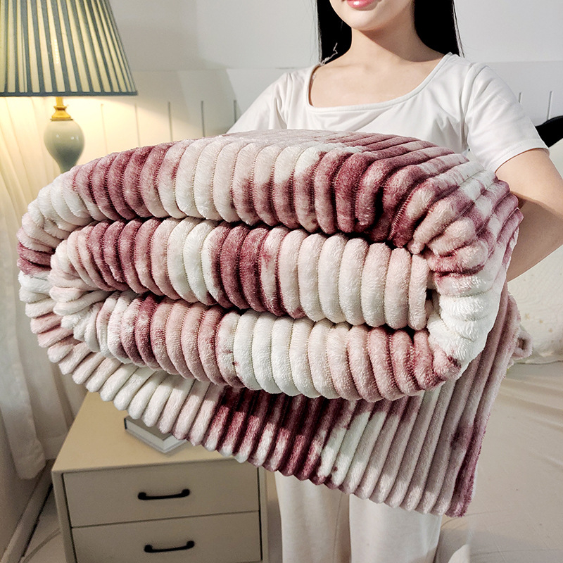 Ριγέ βελουδινή κουβέρτα 200 g, πολυεστέρας, θερινή χρήση, συρρίκνωση 2–3%