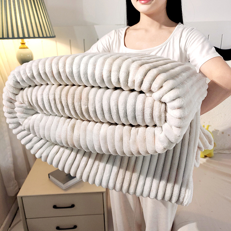 Ριγέ βελουδινή κουβέρτα 200 g, πολυεστέρας, θερινή χρήση, συρρίκνωση 2–3%