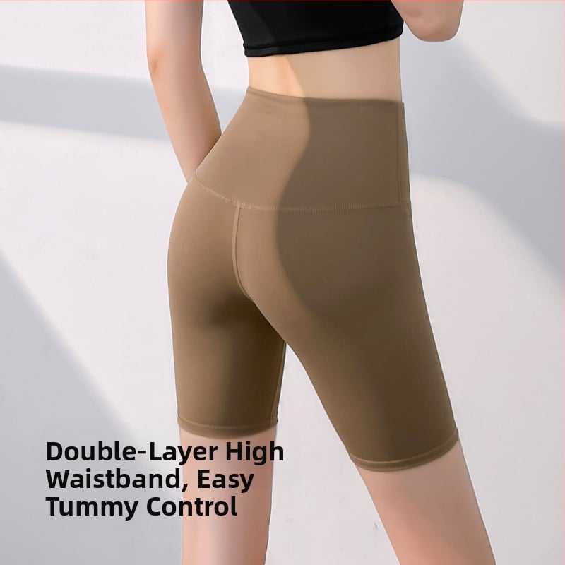 Kõrge vööga õmblusteta jooga lühikesed püksid, kuivad kiiresti, polüester-elastaani segu 82,5%/17,5%, lühike pikkus, naistele