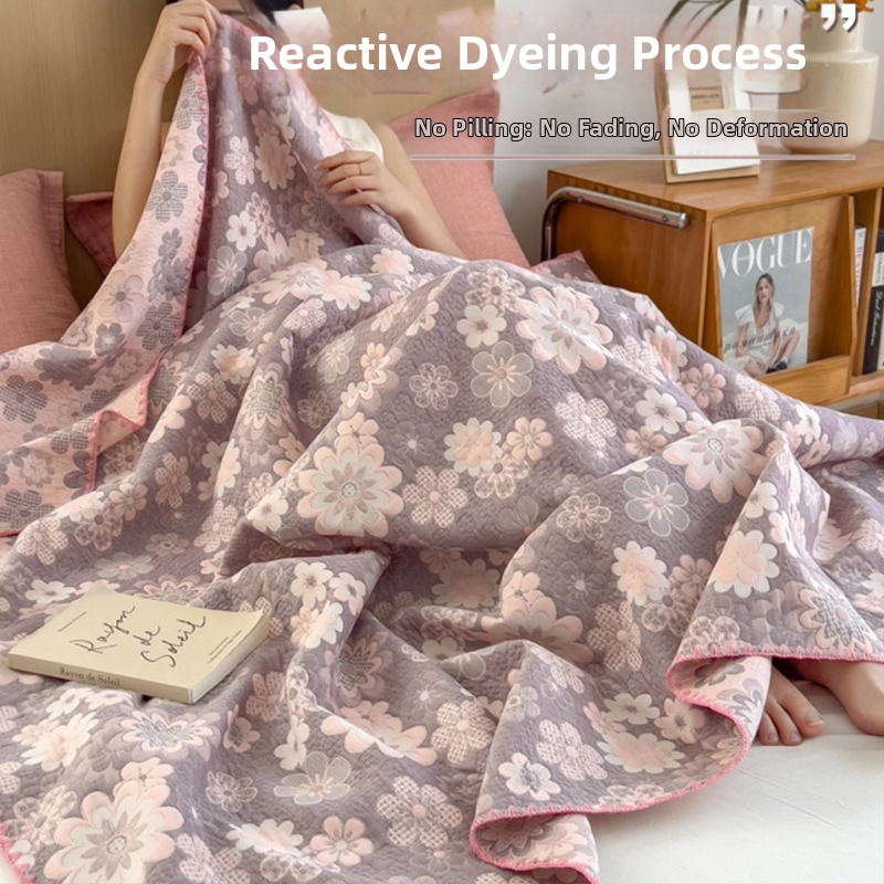Памучно трислойно марля одеяло с ивици, 100% памук, тегло 1.1–1.5 кг, реактивно боядисано