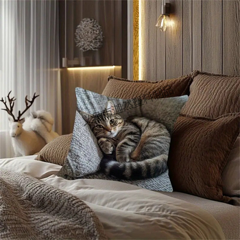 Калъф за възглавница с мотив на кученце и ръчно рисувана птица, къс плюш, модерен минимализъм за спалня