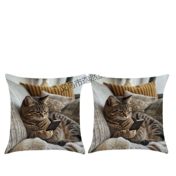 Калъф за възглавница с мотив на кученце и ръчно рисувана птица, къс плюш, модерен минимализъм за спалня