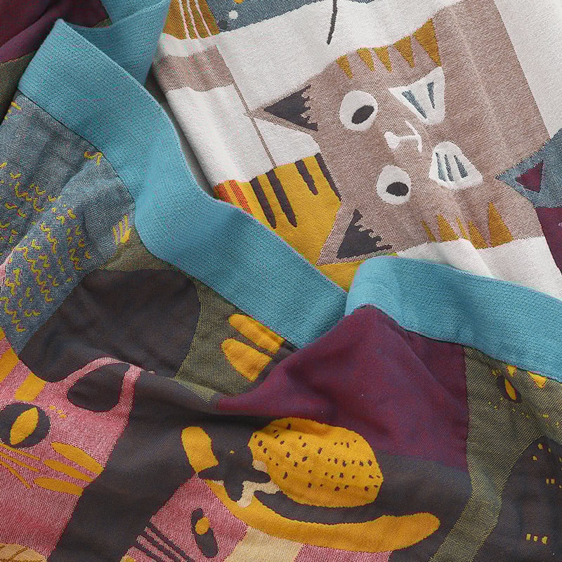 Penkių sluoksnių rankšluosčio pledas, animacinis motyvas, gazos medvilnės audinys, 1600 g