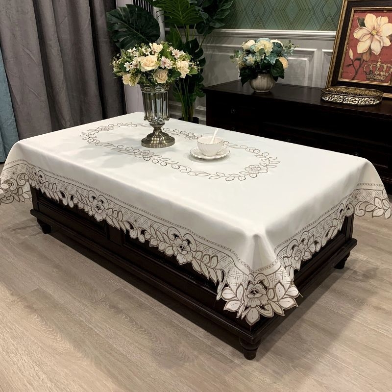 Покривка за маса за кафе, правоъгълна, в европейски стил, от плат, прахоустойчива и против изгаряния, за дневната.