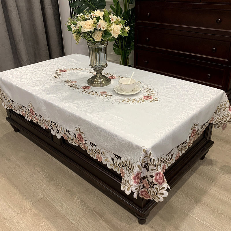 Покривка за маса за кафе, правоъгълна, в европейски стил, от плат, прахоустойчива и против изгаряния, за дневната.