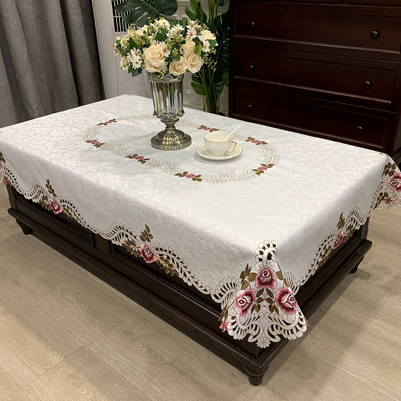 Покривка за маса за кафе, правоъгълна, в европейски стил, от плат, прахоустойчива и против изгаряния, за дневната.