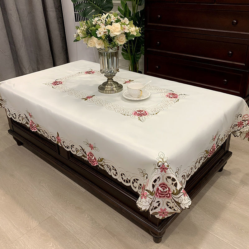 Покривка за маса за кафе, правоъгълна, в европейски стил, от плат, прахоустойчива и против изгаряния, за дневната.