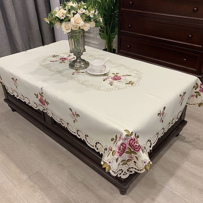 Покривка за маса за кафе, правоъгълна, в европейски стил, от плат, прахоустойчива и против изгаряния, за дневната.
