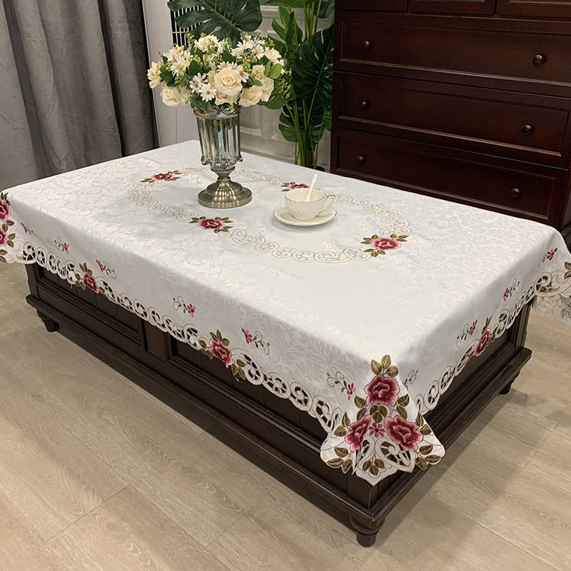 Покривка за маса за кафе, правоъгълна, в европейски стил, от плат, прахоустойчива и против изгаряния, за дневната.