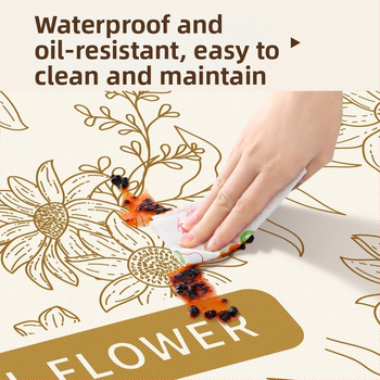 Покривка за маса PVC, водоустойчива и маслоустойчива, геометричен и флорален принт, правоъгълна