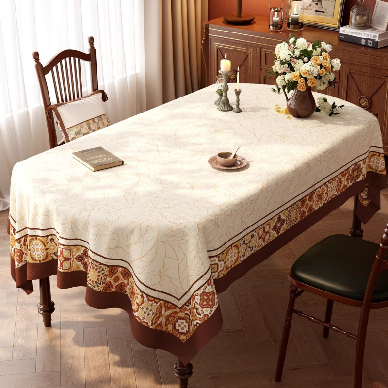 Покривка за маса PVC, водоустойчива и маслоустойчива, геометричен и флорален принт, правоъгълна