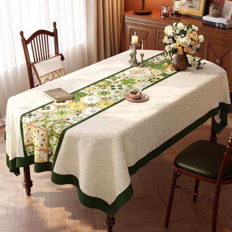 Покривка за маса PVC, водоустойчива и маслоустойчива, геометричен и флорален принт, правоъгълна