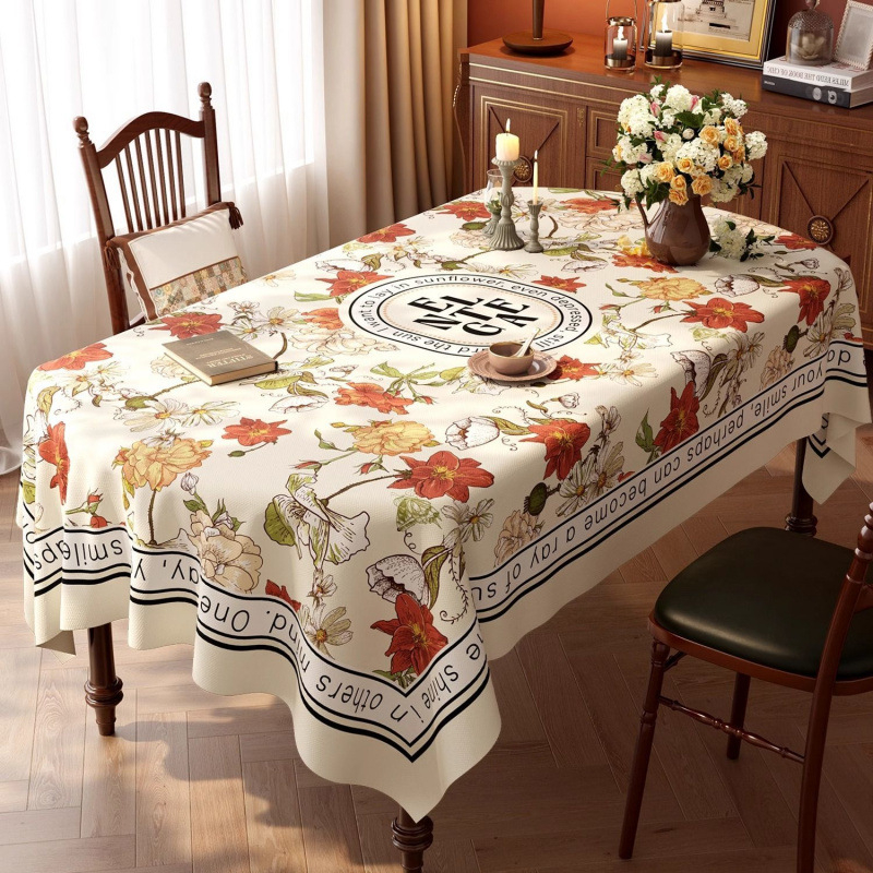 Покривка за маса PVC, водоустойчива и маслоустойчива, геометричен и флорален принт, правоъгълна